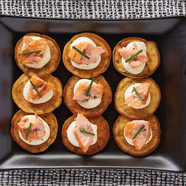 Potato cakes with smoked salmon & cream cheese recipe