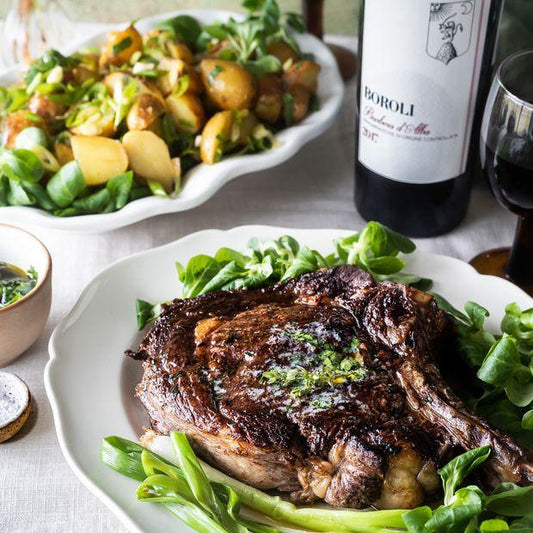 TOMAHAWK STEAK, GRILLED POTATO SALAD AND CHIMICHURRI DRESSING - DukesHill