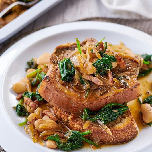 LEMON & HERB PORK CHOPS WITH BUTTERBEANS ON TOAST - DukesHill