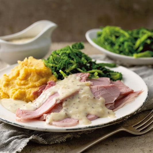 GAMMON WITH PEASE PUDDING AND MUSTARD & SHALLOT SAUCE - DukesHill