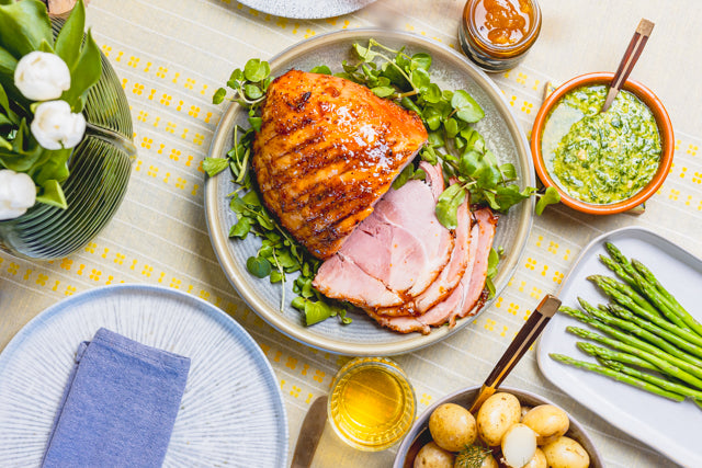 Glazed Lemon Marmalade Ham & Wild Garlic Pesto