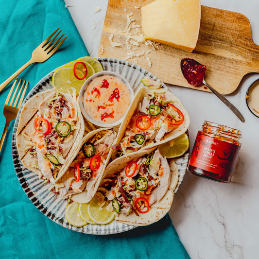 Christmas turkey tacos with braised red cabbage