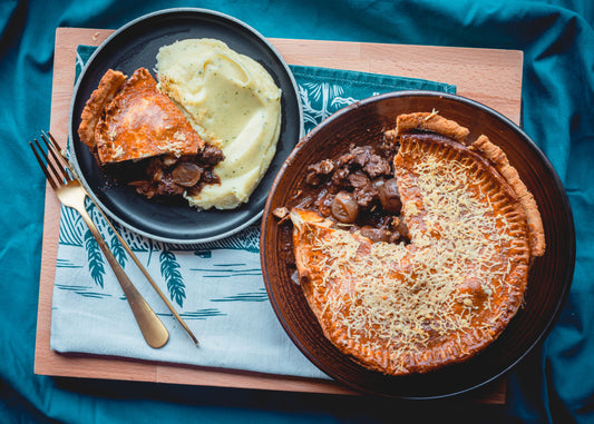 Beef and pickled shallot pie