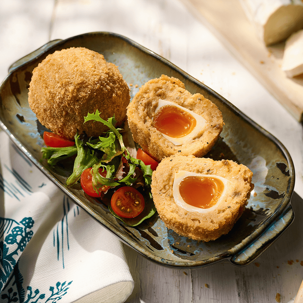 Sweet Potato, Caramelised Onion & Goats Cheese Scotch Eggs